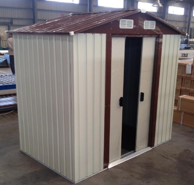 10x12 'Prefab Apex Logam Shed Untuk Alat Penyimpanan Dengan Sliding Door