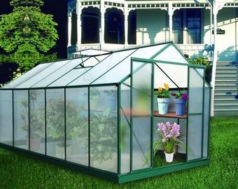 Hijau / Nature Alu-Perak Polycarbonate Hobby Greenhouse Kits Untuk Bunga Dengan UV