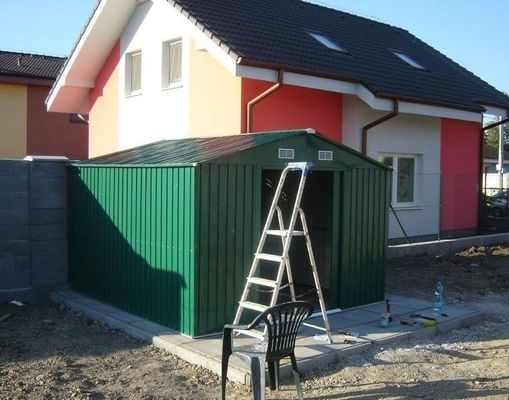 Hijau 12x10 ft Logam Penyimpanan Garden Shed Zinc Plating, Majelis Mudah