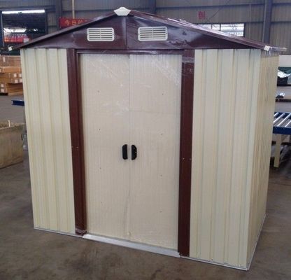 10x12 &#39;Prefab Apex Logam Penyimpanan Garden Shed Dengan Sliding Door