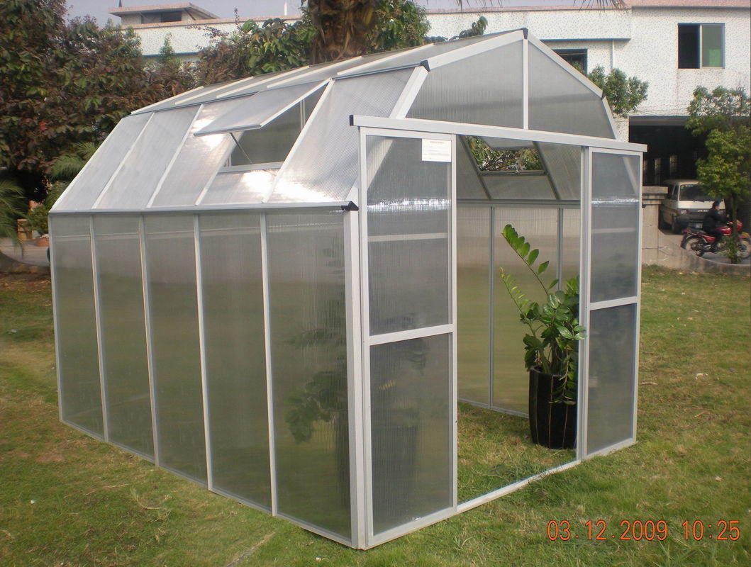 Pintu ganda 10mm Kecil UV Twin-dinding Polycarbonate Barn Hobby Greenhouse 8 &amp;#39;X 10&amp;#39; GH0810