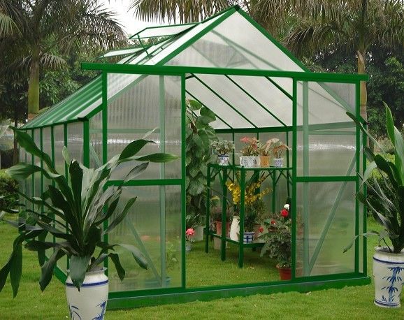 Pintu Dobel 10mm UV Twin-dinding Polycarbonate Hobby Depan Rumah kaca Kit 8 &amp;#39;X 12&amp;#39;